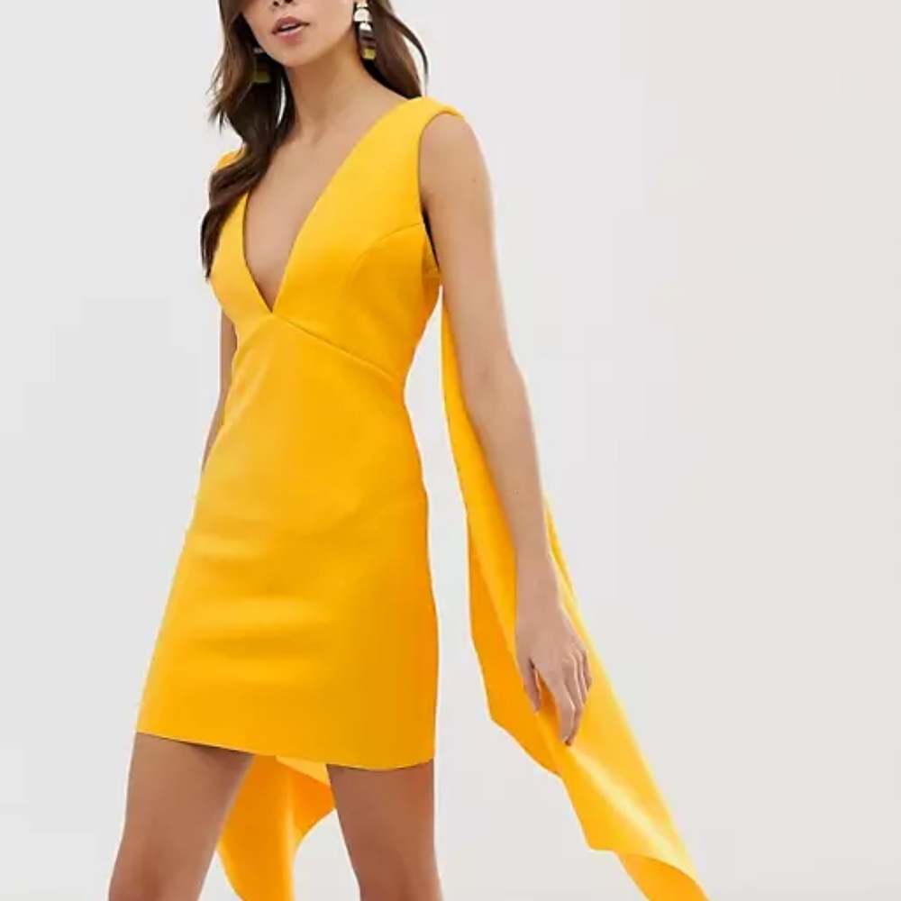 New ASOS DESIGN Premium cape back mini dress - Picture 2 of 6
